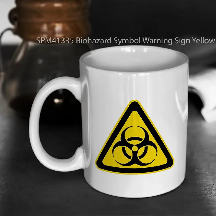SPM41335 Biohazard Symbol Warning Sign Yellow Black Triangular Gelas Keramik Supermug