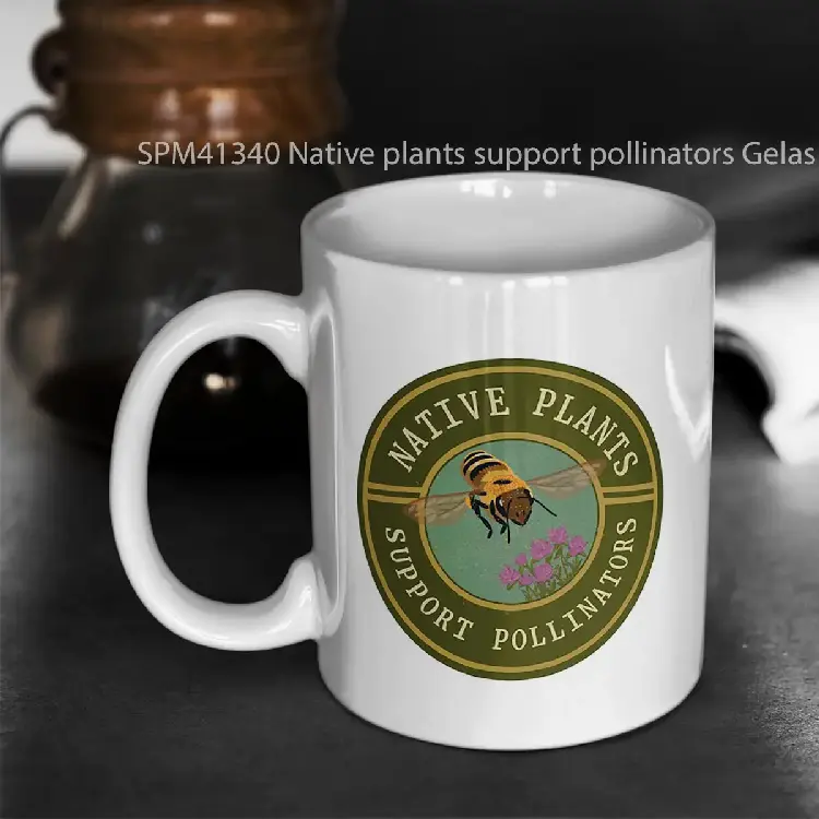 SPM41340 Native plants support pollinators Gelas Keramik Supermug