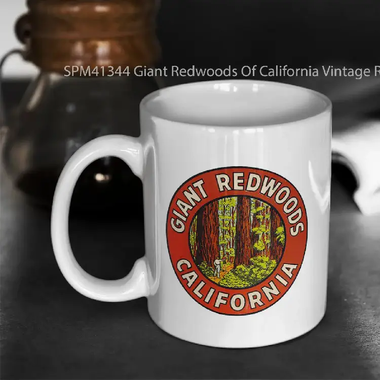 SPM41344 Giant Redwoods Of California Vintage Retro Travel Decal Gelas Keramik Supermug