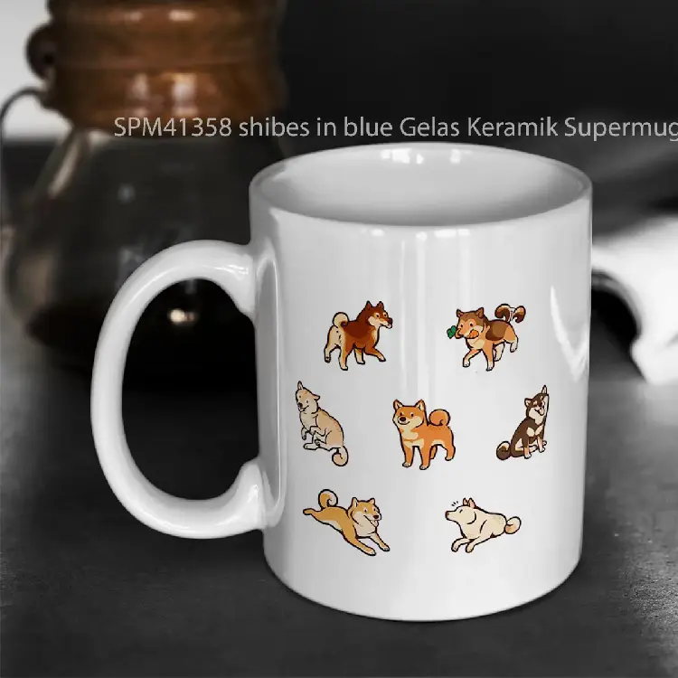 SPM41358 shibes in blue Gelas Keramik Supermug