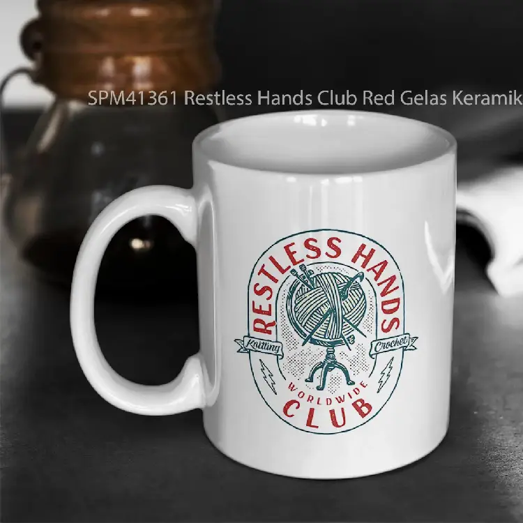 SPM41361 Restless Hands Club Red Gelas Keramik Supermug