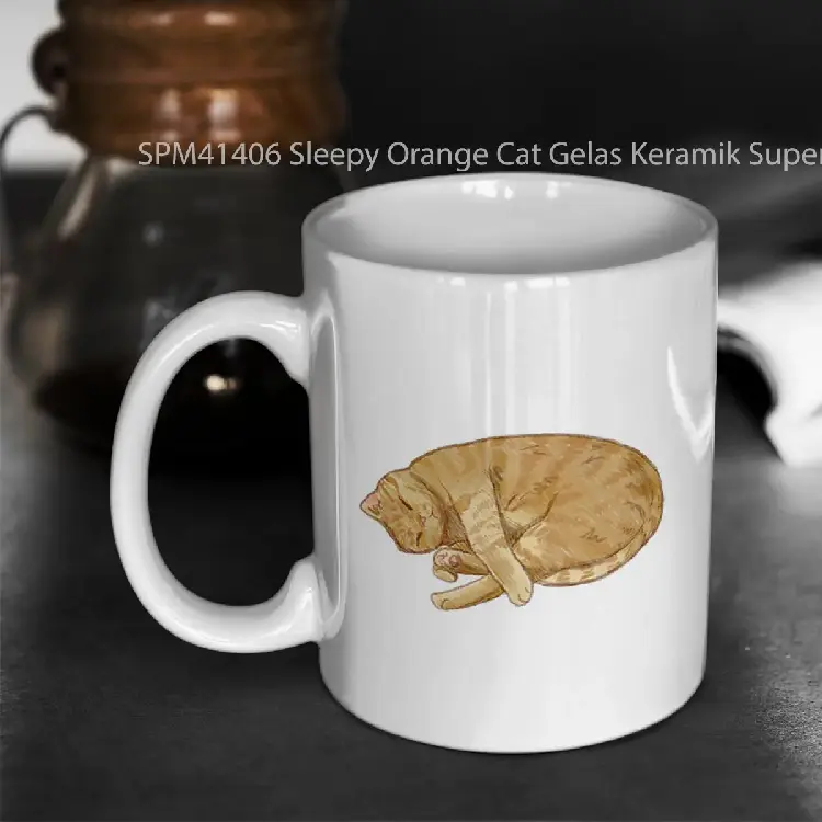 SPM41406 Sleepy Orange Cat Gelas Keramik Supermug