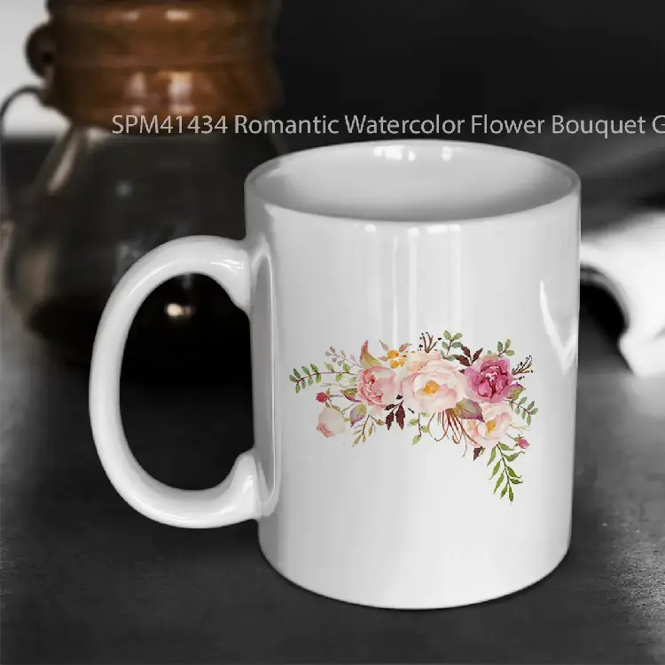 SPM41434 Romantic Watercolor Flower Bouquet Gelas Keramik Supermug