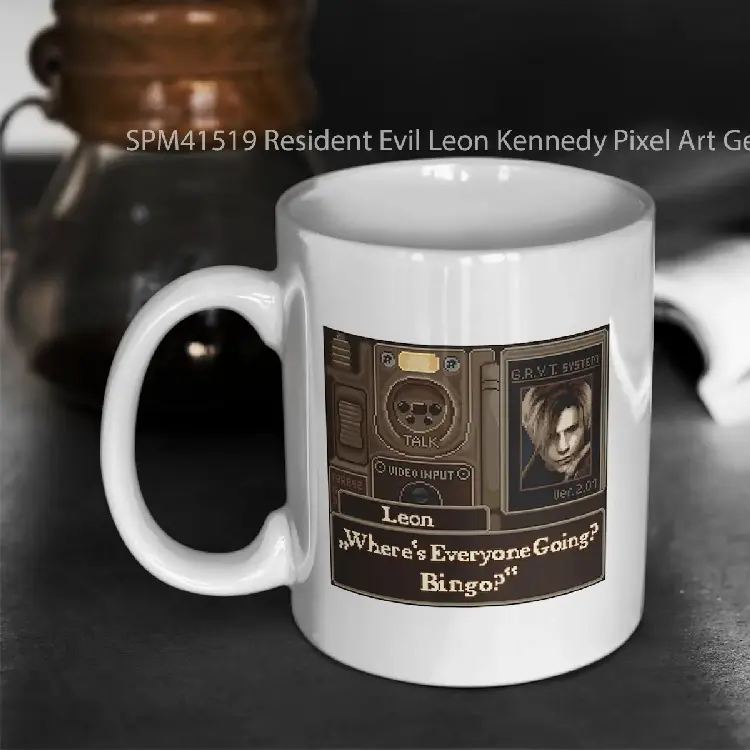 SPM41519 Resident Evil Leon Kennedy Pixel Art Gelas Keramik Supermug