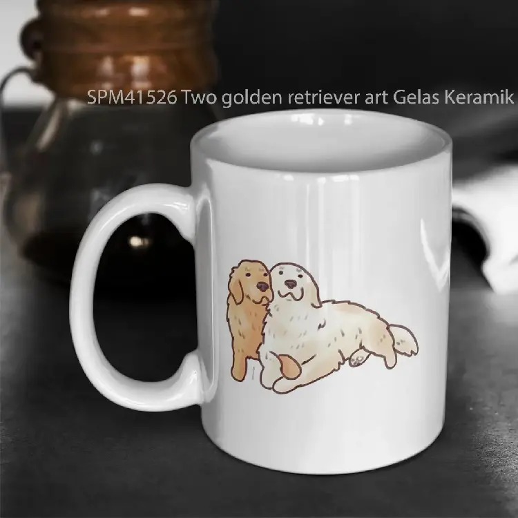 SPM41526 Two golden retriever art Gelas Keramik Supermug