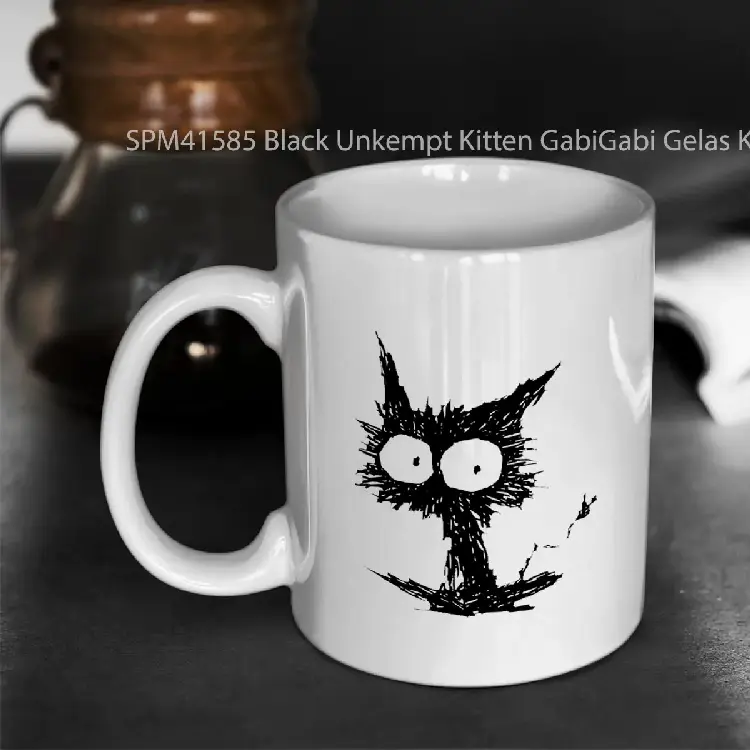 SPM41585 Black Unkempt Kitten GabiGabi Gelas Keramik Supermug