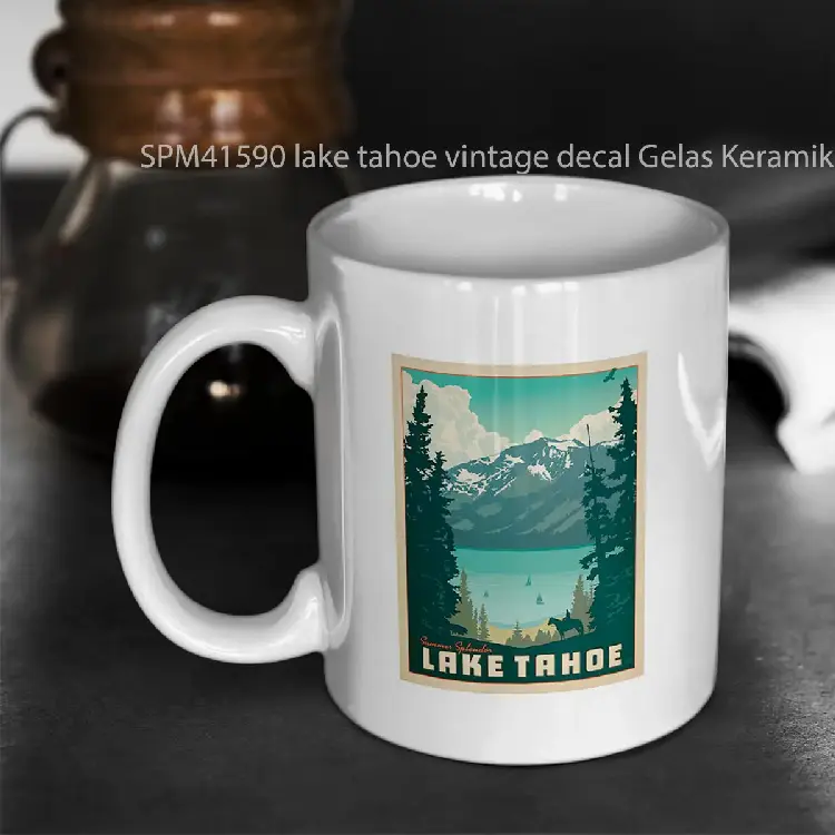 SPM41590 lake tahoe vintage decal Gelas Keramik Supermug