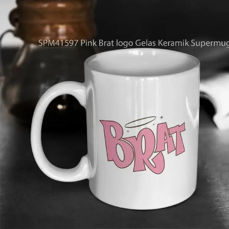 SPM41597 Pink Brat logo Gelas Keramik Supermug