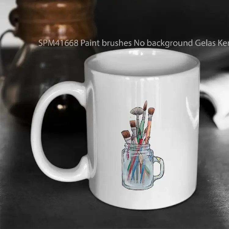 SPM41668 Paint brushes No background Gelas Keramik Supermug