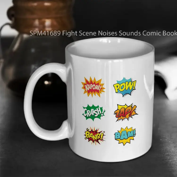 SPM41689 Fight Scene Noises Sounds Comic Books Onomatopoeia Gelas Keramik Supermug