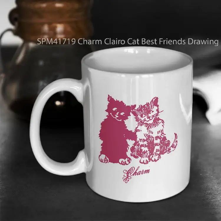 SPM41719 Charm Clairo Cat Best Friends Drawing Gelas Keramik Supermug