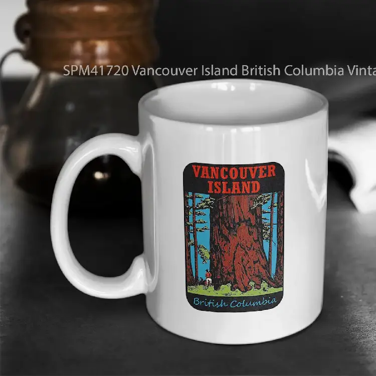 SPM41720 Vancouver Island British Columbia Vintage Travel Decal Gelas Keramik Supermug