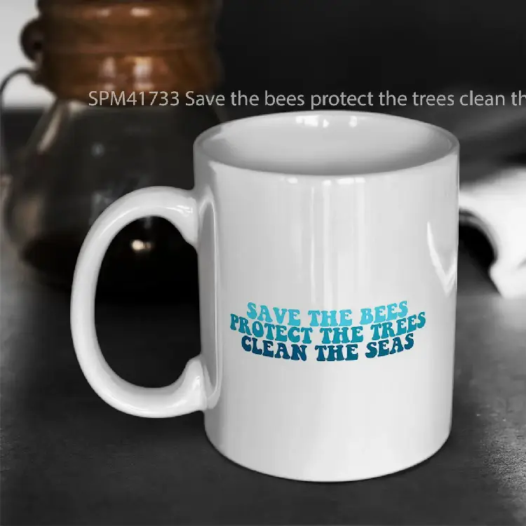 SPM41733 Save the bees protect the trees clean the seas Gelas Keramik Supermug