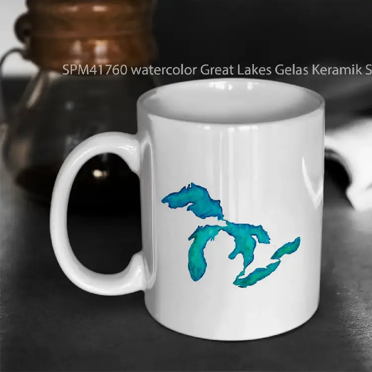 SPM41760 watercolor Great Lakes Gelas Keramik Supermug