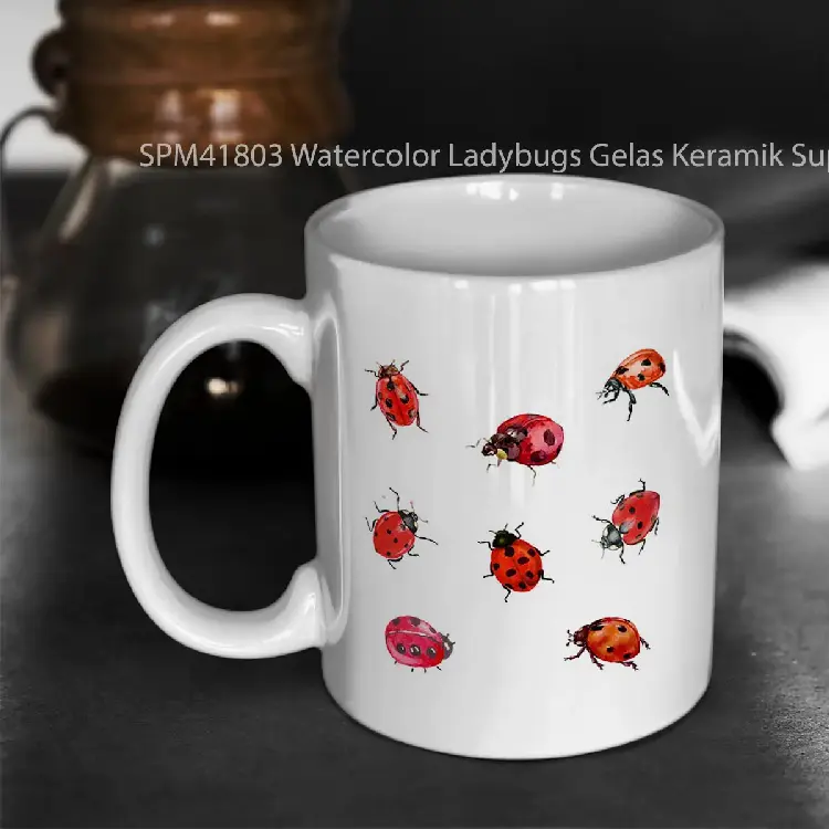 SPM41803 Watercolor Ladybugs Gelas Keramik Supermug