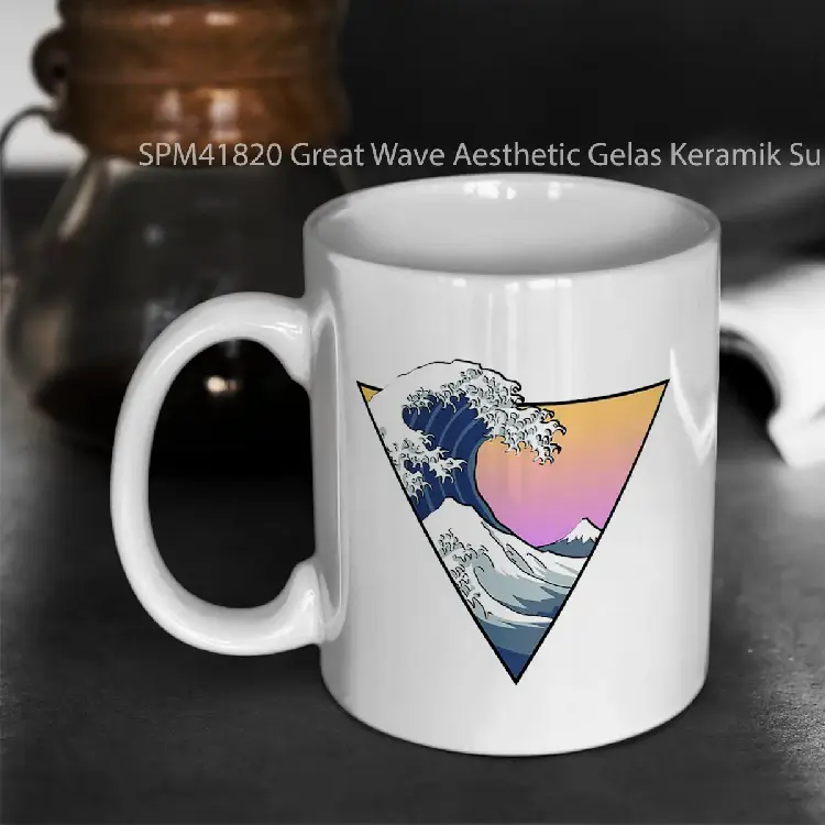 SPM41820 Great Wave Aesthetic Gelas Keramik Supermug