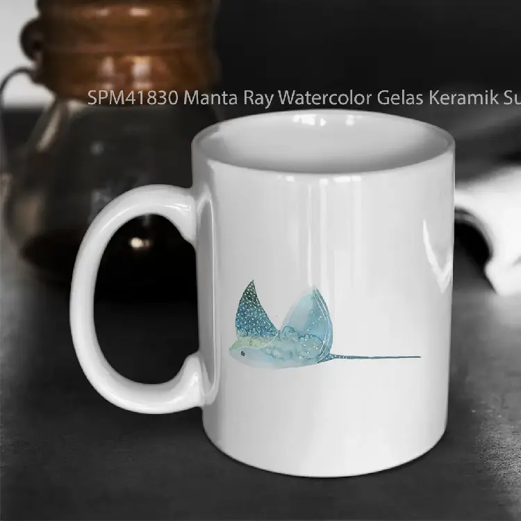 SPM41830 Manta Ray Watercolor Gelas Keramik Supermug