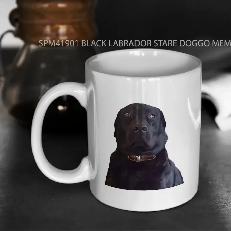 SPM41901 BLACK LABRADOR STARE DOGGO MEME Gelas Keramik Supermug