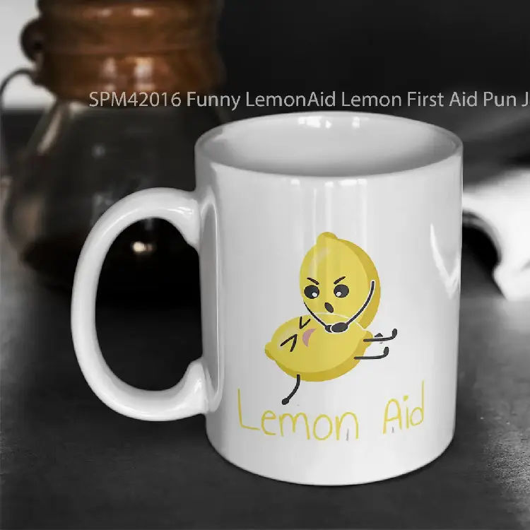SPM42016 Funny LemonAid Lemon First Aid Pun Joke Gelas Keramik Supermug