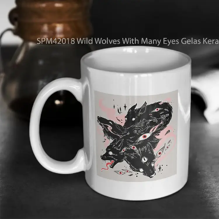 SPM42018 Wild Wolves With Many Eyes Gelas Keramik Supermug