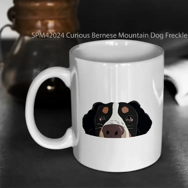 SPM42024 Curious Bernese Mountain Dog Freckles Gelas Keramik Supermug
