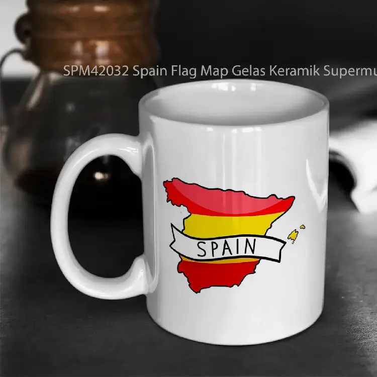 SPM42032 Spain Flag Map Gelas Keramik Supermug