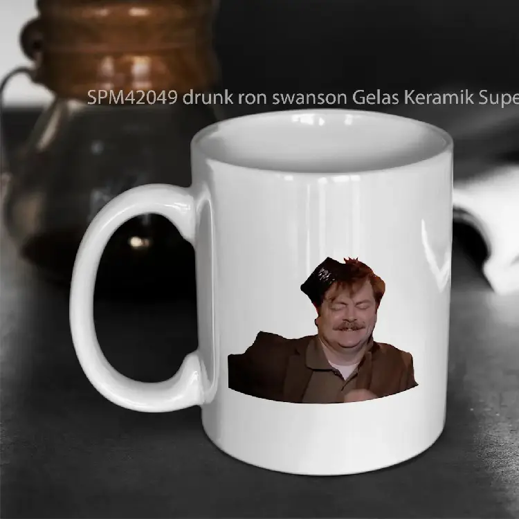 SPM42049 drunk ron swanson Gelas Keramik Supermug