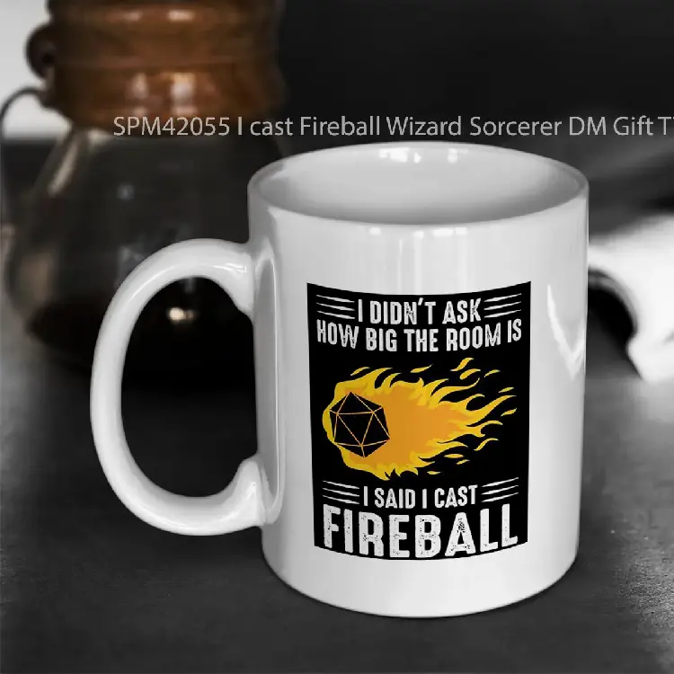 SPM42055 I cast Fireball Wizard Sorcerer DM Gift TTRPG Gelas Keramik Supermug