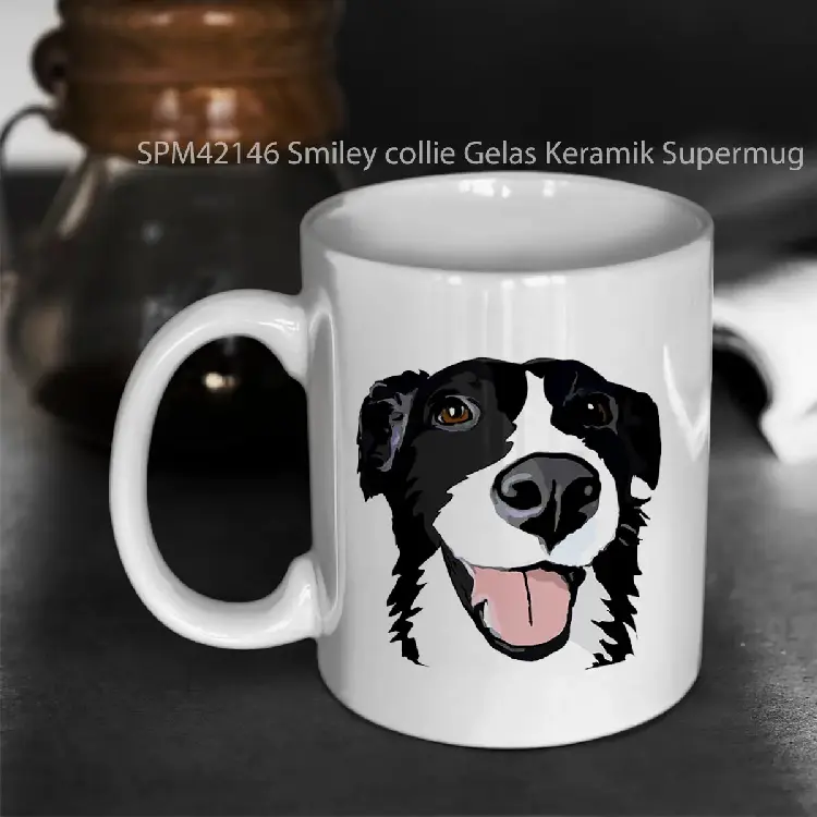 SPM42146 Smiley collie Gelas Keramik Supermug