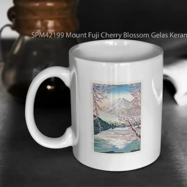 SPM42199 Mount Fuji Cherry Blossom Gelas Keramik Supermug