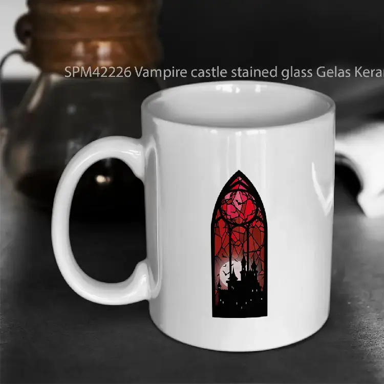 SPM42226 Vampire castle stained glass Gelas Keramik Supermug