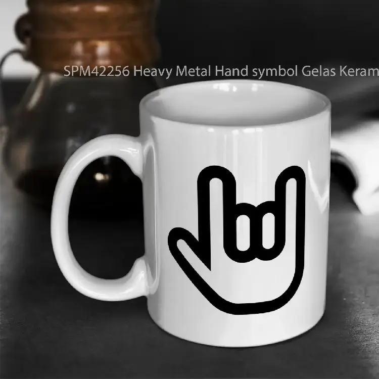 SPM42256 Heavy Metal Hand symbol Gelas Keramik Supermug