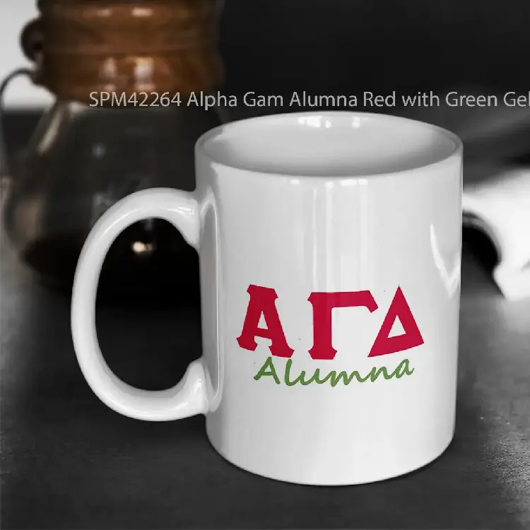 SPM42264 Alpha Gam Alumna Red with Green Gelas Keramik Supermug