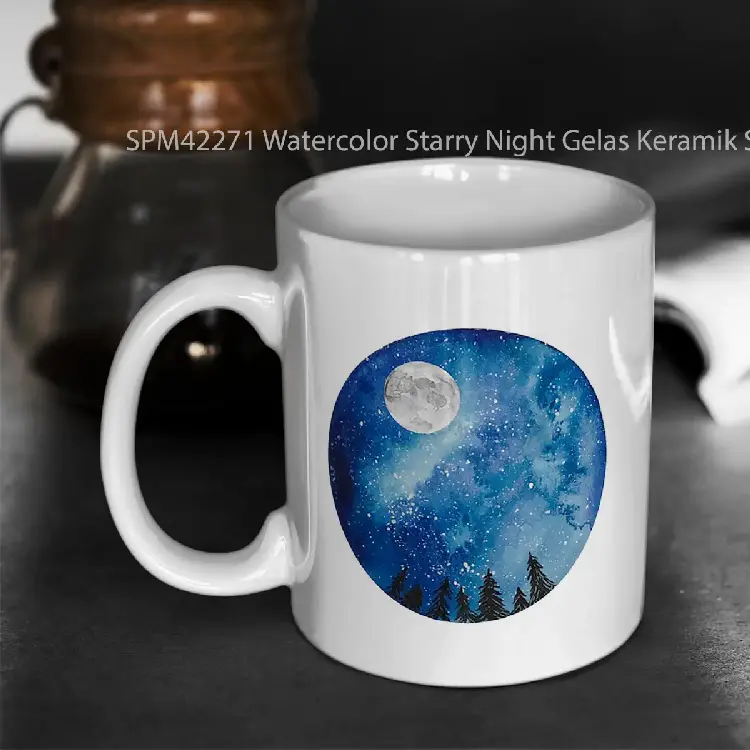 SPM42271 Watercolor Starry Night Gelas Keramik Supermug