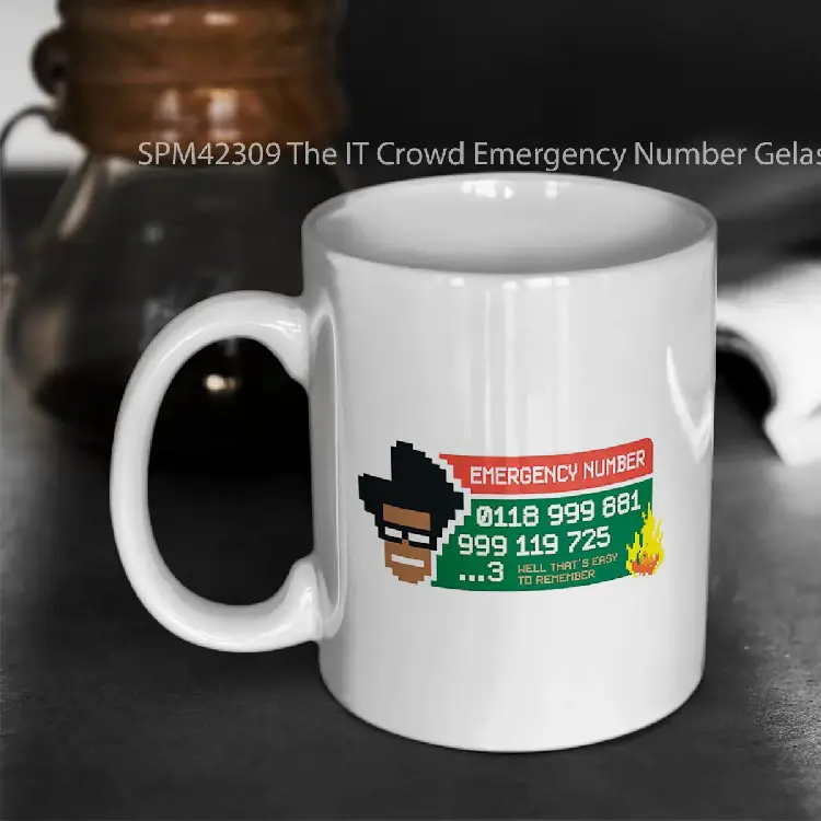 SPM42309 The IT Crowd Emergency Number Gelas Keramik Supermug