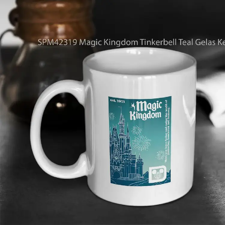 SPM42319 Magic Kingdom Tinkerbell Teal Gelas Keramik Supermug