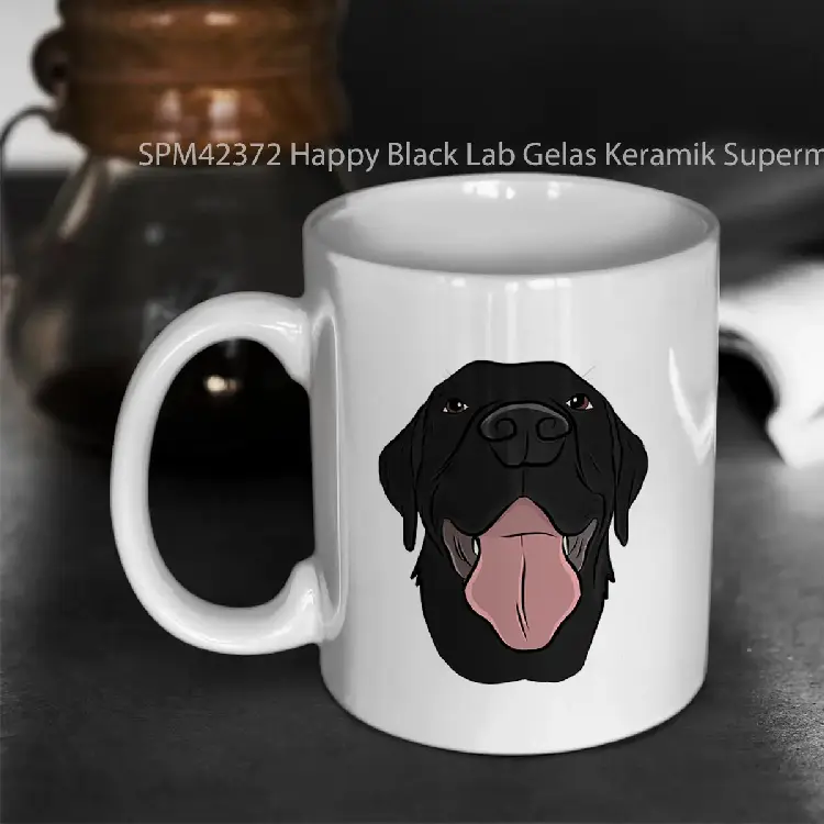 SPM42372 Happy Black Lab Gelas Keramik Supermug