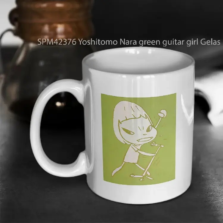 SPM42376 Yoshitomo Nara green guitar girl Gelas Keramik Supermug