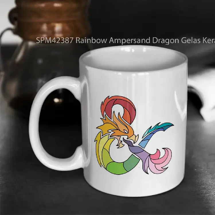 SPM42387 Rainbow Ampersand Dragon Gelas Keramik Supermug