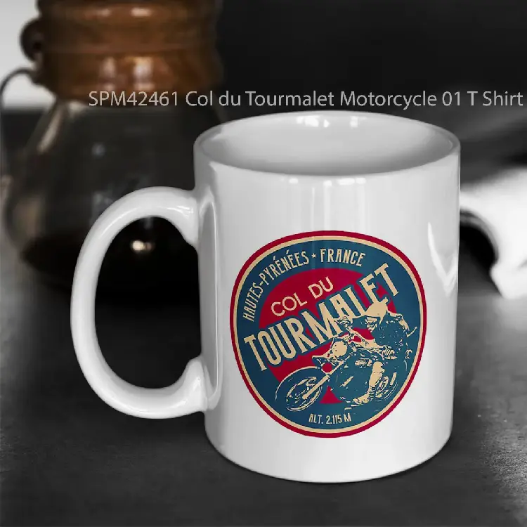 SPM42461 Col du Tourmalet Motorcycle 01 T Shirt Route des Cols Pyrenees Gelas Keramik Supermug