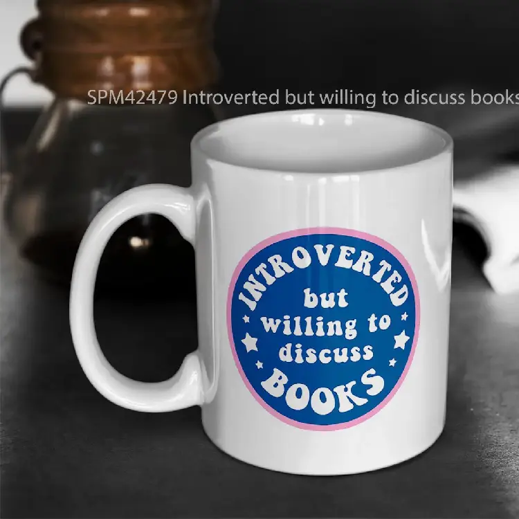 SPM42479 Introverted but willing to discuss books Blue Gelas Keramik Supermug