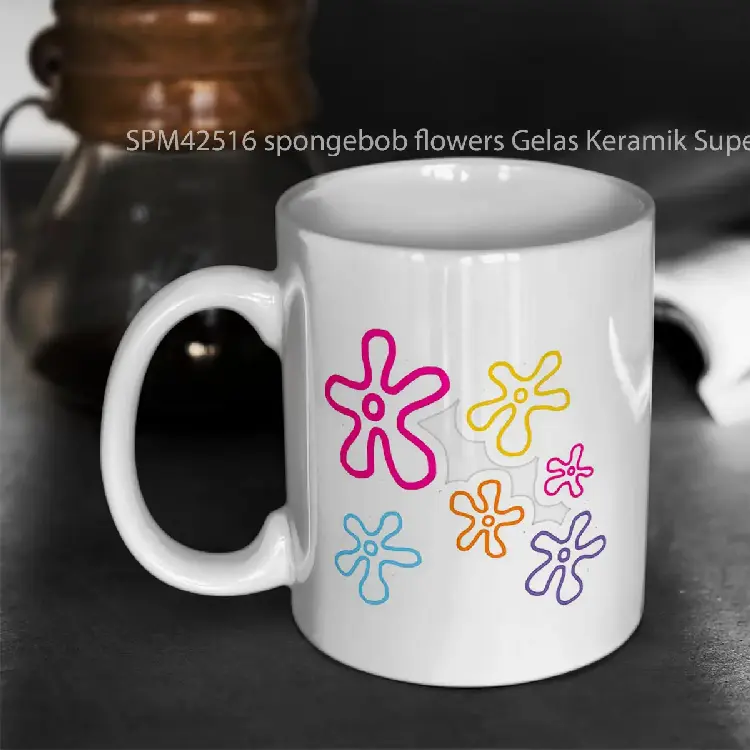 SPM42516 spongebob flowers Gelas Keramik Supermug
