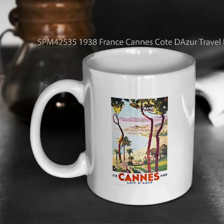 SPM42535 1938 France Cannes Cote DAzur Travel Poster Gelas Keramik Supermug
