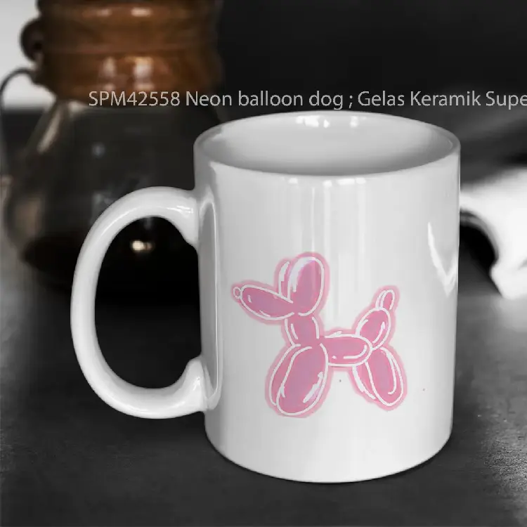SPM42558 Neon balloon dog %3B Gelas Keramik Supermug