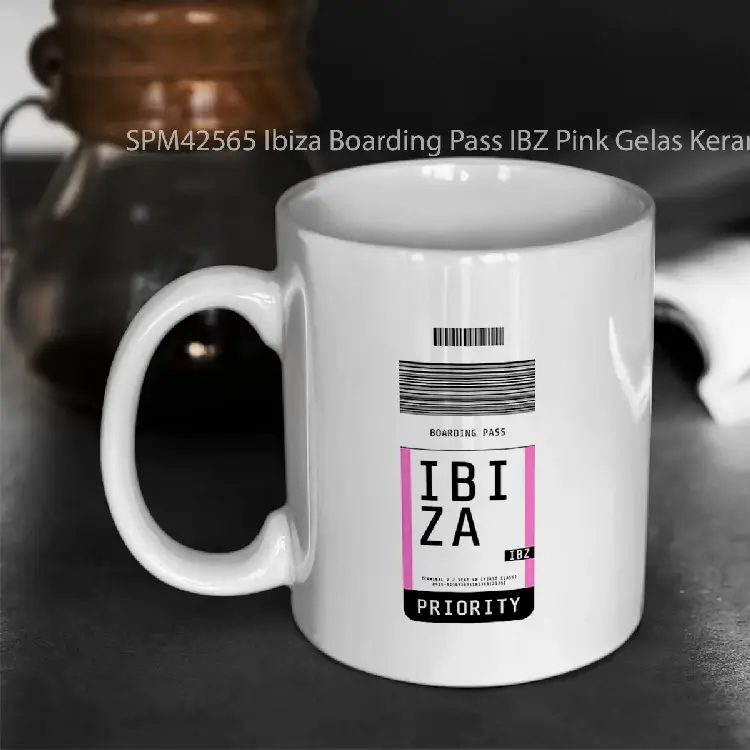 SPM42565 Ibiza Boarding Pass IBZ Pink Gelas Keramik Supermug