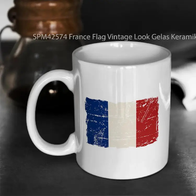 SPM42574 France Flag Vintage Look Gelas Keramik Supermug