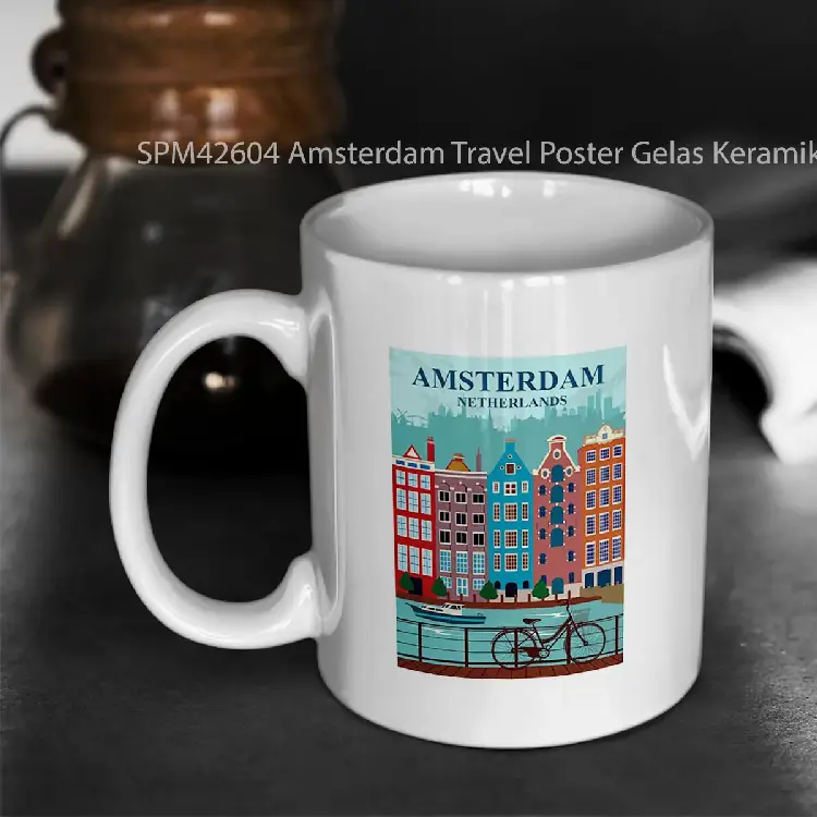 SPM42604 Amsterdam Travel Poster Gelas Keramik Supermug