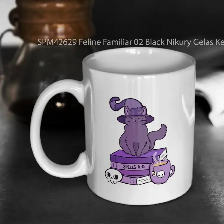 SPM42629 Feline Familiar 02 Black Nikury Gelas Keramik Supermug