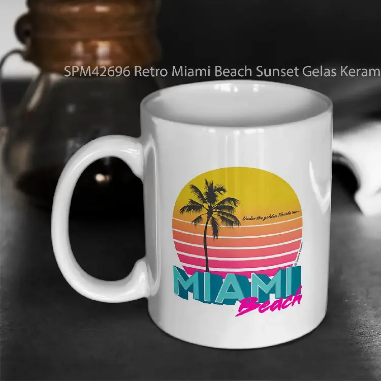 SPM42696 Retro Miami Beach Sunset Gelas Keramik Supermug