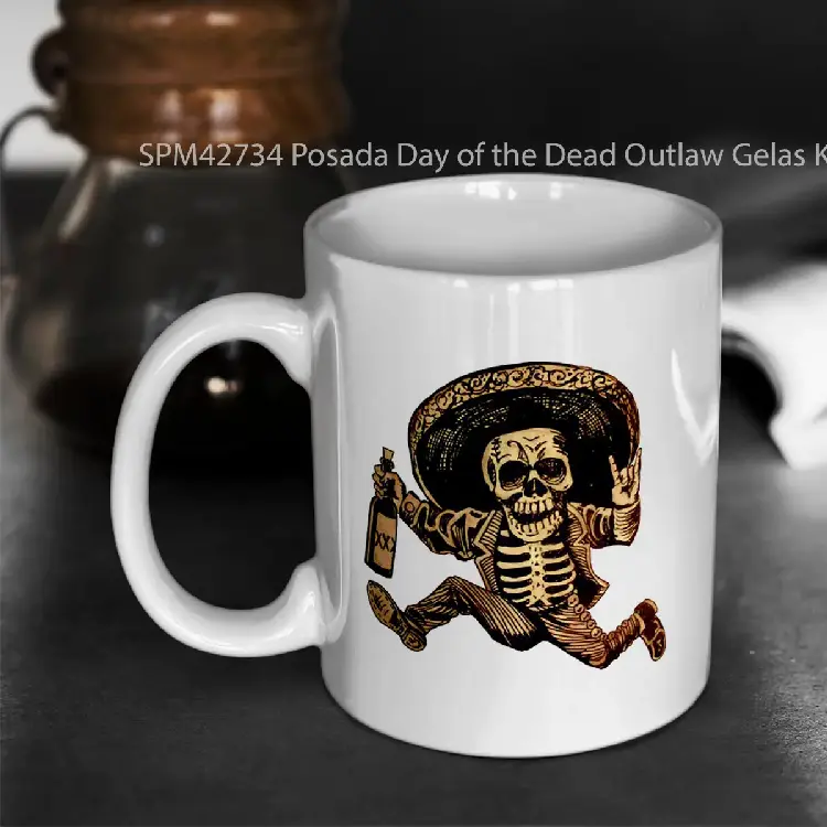 SPM42734 Posada Day of the Dead Outlaw Gelas Keramik Supermug
